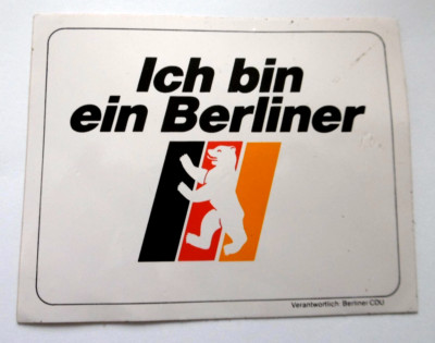 Werbe-Aufkleber Ich bin ein Berliner Bär CDU Berlin Politik Hauptstadt 80er