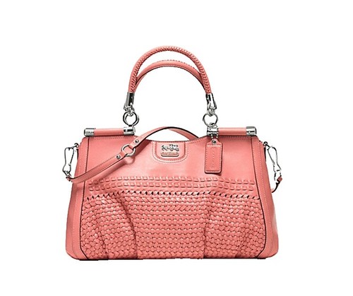 COACH / ハンドバッグ_マディソン/キャンバス/PNK NWT Coach Madison Woven Carrie 23341 Salmon Leather Bag | eBay
