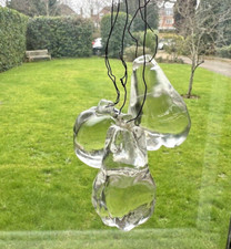 Lampadario vetro cristallo trasparente francese gocce frutta pere e mela usato condizioni