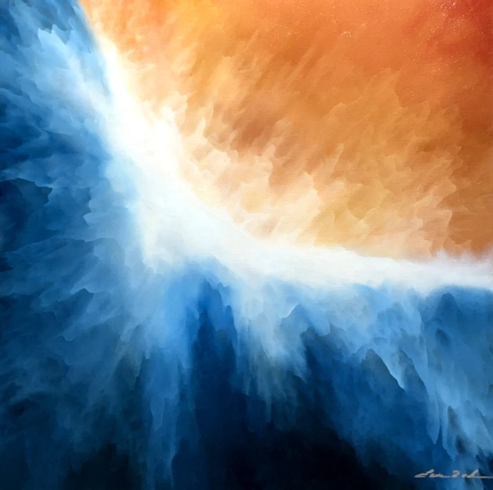 Pintura al óleo contemporánea original moderna abstracta bellas artes lienzo firmado Foto 2 de 4