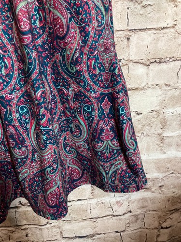 Reborn Babydoll Dress Women Large Dark Paisley Print Pockets Ultra Stretch Flowy - Picture 6 of 13