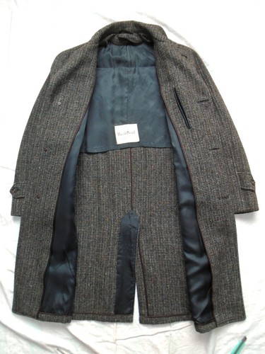 Vintage 70s Harris Tweed Mens 38S* Overcoat Handwoven Scottish Wool - Picture 2 of 11