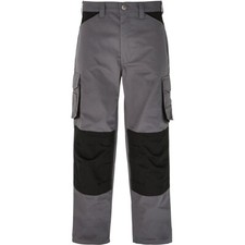 Trojan Ripstop Work Trousers Grey/Black Pockets Kneepad Holders Waterproof