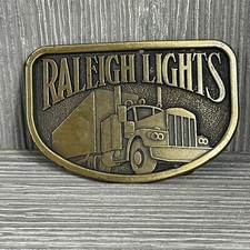 Vintage Raleigh Lights Cigarettes Tobacco Semi Truck Trucking 1970's Belt Buckle