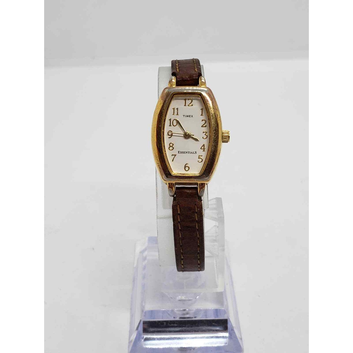 Timex women's Essentials watch. Oblong face with gold