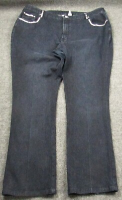 DG2 by Diane Gilman Jeans Women 20 Stretch Rhinestone Embellished Blue