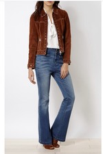 Bnwt Karen Millen The Atelier Tan Suede Leather Stud Detail Jacket Uk Size 10