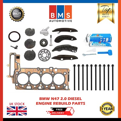 BMW SERIES N47D20 N47 2.0 DIESEL TIMING CHAIN KIT WITH HEAD GASKET AND BOLTS NEW