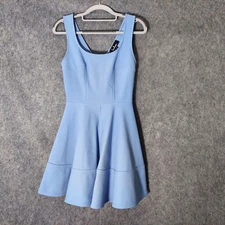 Lulus Dress S Blue Skater Waffle Knit Zip Periwinkle Before Daylight minimalist