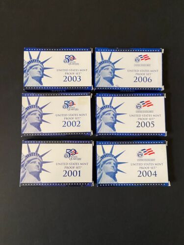 6 United States Mint Proof Sets 2001 to 2006 - Foto 1 di 1