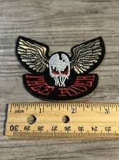Skull Wing Biker Patch Embroidered Iron Sew On Patch Free Rider 3 1/4  