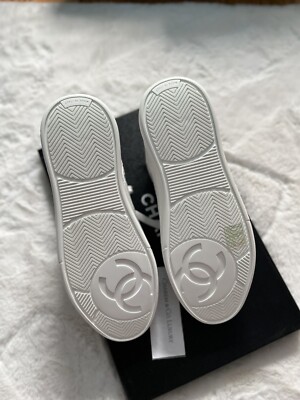 Brand New! CHANEL 🩶23A G45079 Calfskin White🩶Sneaker Shoes Size