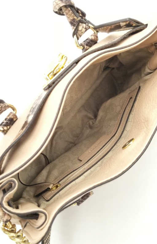 Michael Kors Beige & Python ColorblockMedium Hami… - image 11