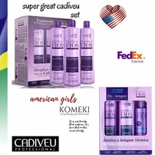 SUPER GREAT SET Cadiveu Plastica dos Fios Straightener Brazilian Keratin 
