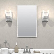 Zenith 16x26 White Medicine Cabinet Frameless Mirror Recessed Surface Mount
