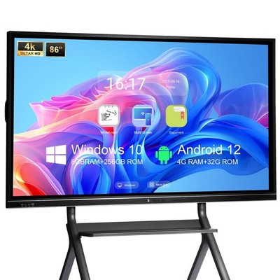 86  Smart Board, 4K UHD Touchscreen Interactive Whiteboard with Dual Syste