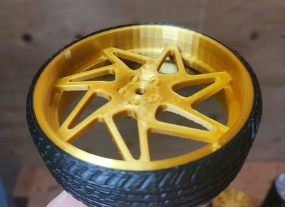 3d Printed 1:10 RC Gold 30s Finestro Wheels & Tires RC Car 12mm Hex PLA Set Of 4