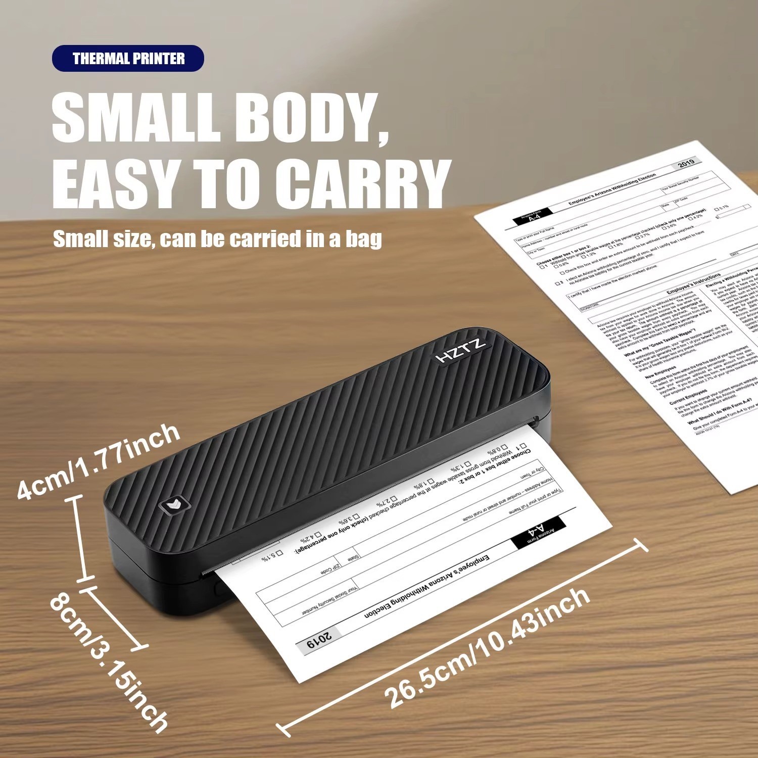 Imprimante thermique A4 portable Bluetooth blanche pour documents PDF et Excel en voyage