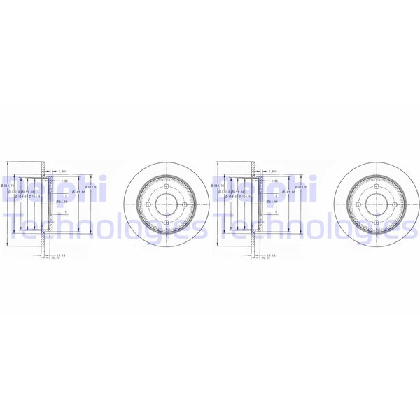 2X Delphi Bremsscheiben 253Mm Voll Hinten Passend FÜR Ford Fiesta Focus Scorpio-image