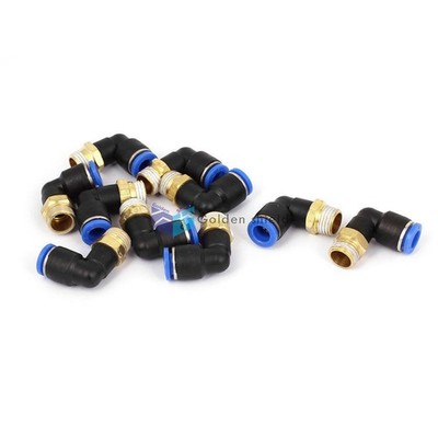 10Pcs PL8-02 1/4BSPx8mm Male Thread Push In One Touch to Connect Elbow Fittings 