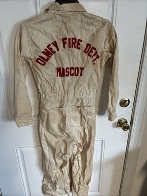 Vintage Walls Master Made Child Size 14 Coveralls Monogram Olney ,Tx Fire Dept M