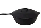 Vintage 10 1/2" Lodge Cast Iron Skillet #8 Chicken Fryer w/Lid MADE IN THE USA