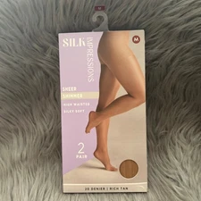 Silk Impressions Sheer Shimmer Tights Women Size Size Medium Rich Tan High Waist