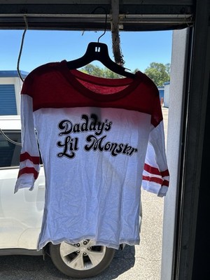 Hot Topic Suicide Squad Harley Quinn Daddy s Lil Monster Raglan Shirt M