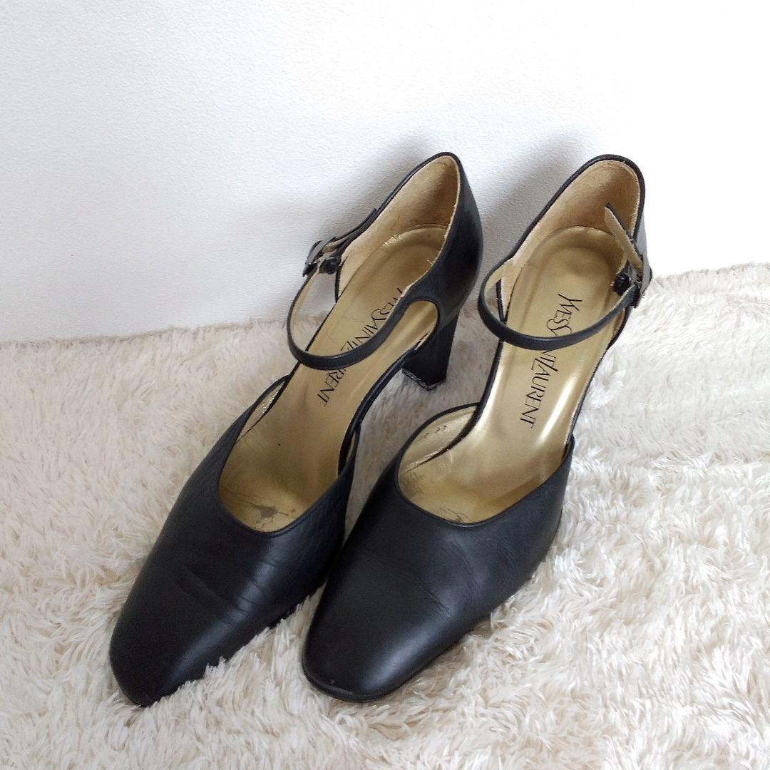 Saint Laurent decolte tacco YSL EU37 US7 pelle nera 09890a