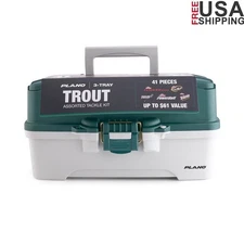 3-Tray Tackle Box W/ Trout Bait Kit Fishing Storage Adjustable Compartment New
