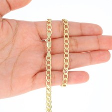 14K Yellow Gold 5.5mm Mens Curb Cuban Italian Link Chain Pendant Necklace 30"
