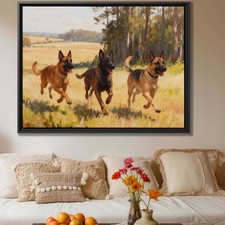 Happy Belgian Malinois Dog Oil Painting Canvas Print Wall Art for Living Room