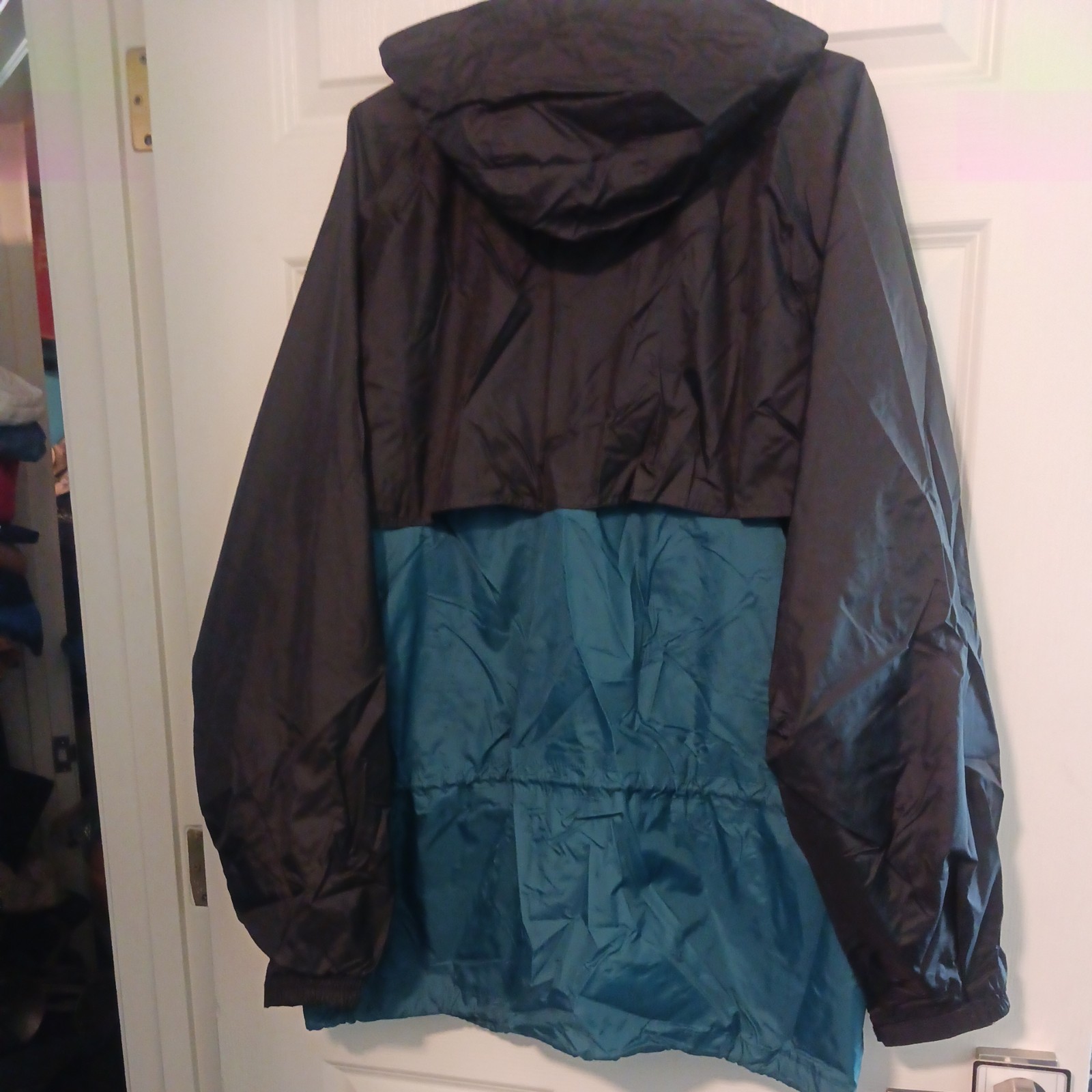 RARE Vintage Helly Hansen Forest Green/Black Packable Jacket Coat Slicker Sz. XL image 8