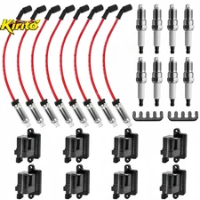 8 Pack Square Ignition Coil & Spark Plug Wire For Chevy GMC 4.8L 5.3L 6.0L 8.1L