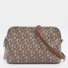Borsa a tracolla DKNY BrownBeige Signature Coated Canvas Dome