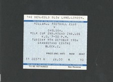 Millwall v Chelsea 1984-1985 League Cup Ticket 09/10/1984