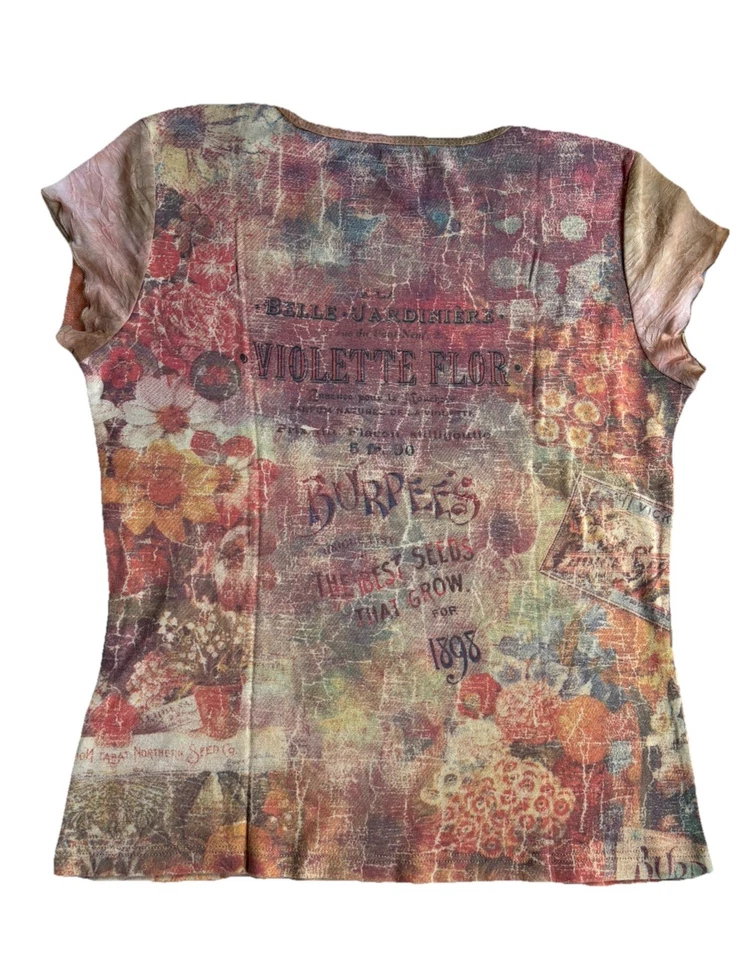 Camiseta de bebé vintage años 90 Euro gráfica arte Y2K Top M niña francesa hecha en etiqueta de papel de EE. UU. Foto 2 de 4