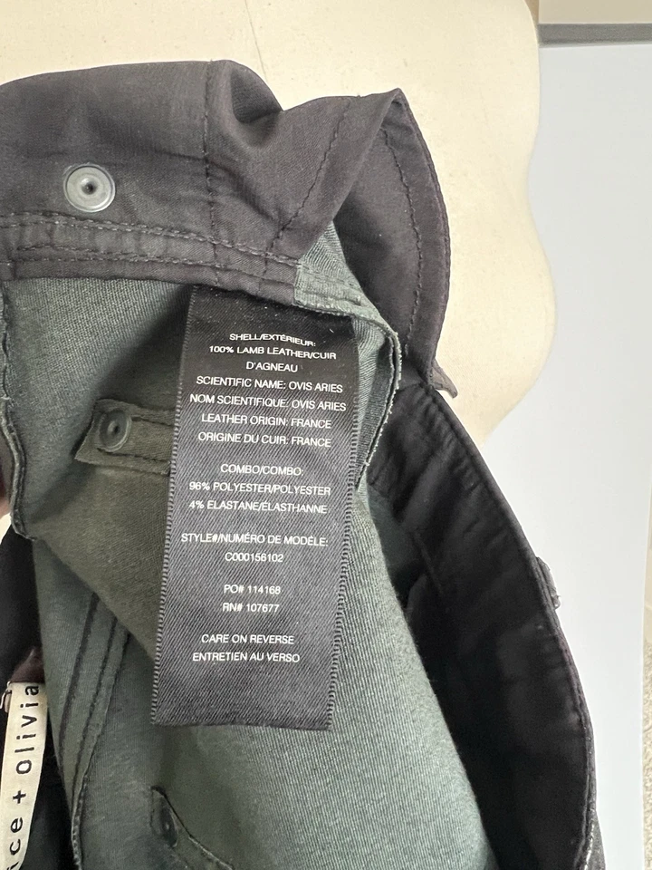 Pantalones Alice + Olivia negros 100 % cuero 6 Foto 4 de 4