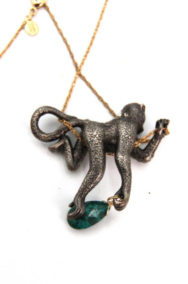 Ожерелье с подвеской в виде паука обезьяны Маврикий кристалл и хризоколла - Изображение 3 из 4