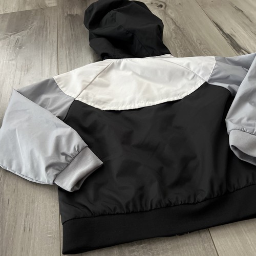 NWOT Toddler Boys Kids Nike Windbreaker Hooded Hood Jacket Black Gray White 3T - Picture 11 of 15