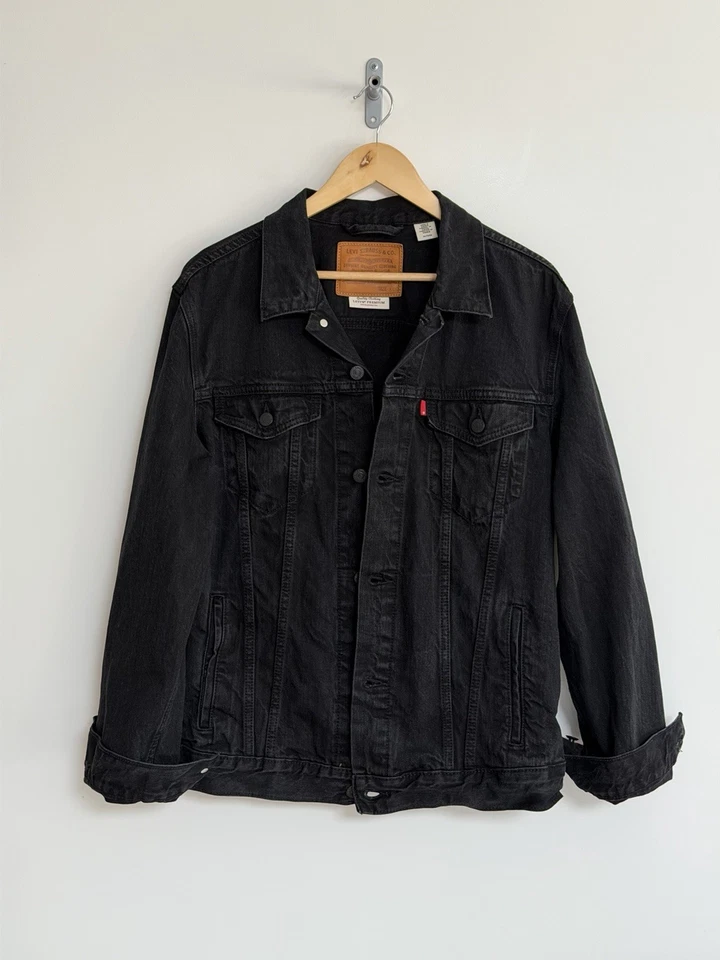 Levi’s Denim Trucker Jacket Black Jean Mens 2XL, photo 2 of 5