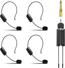 Wireless Microphone System 4 People 2.4G Wireless Headset Mics Handheld Mics 2