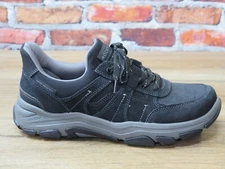 Men's Rockport Rhett Lace-Up Step-In Casual Sneaker Black Leather *RMRHETT-001