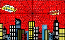 Superhero Backdrop Red SpiderWeb Comic Superhero Cityscape Background for Photos