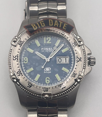 New-Fossil BLUE Men's AM-3251 42mm BLUE Dial STAINLESS STEEL Watch
