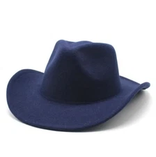Navy Blue Western Cowboy, Cowgirl Hat, Adjustable Cotton & Polyester, Men Women