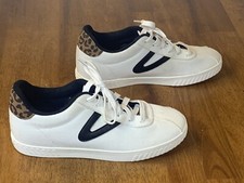 Tretorn Women  s Nylite Plus White Canvas Black Logo Leopard Back Size 9