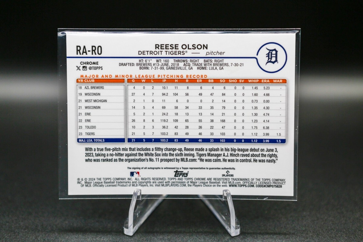 2024 Topps Chrome REESE OLSON RC Auto #RA-RO Detroit Tigers | eBay