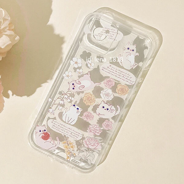 Funda Flor y Gato para iPhone 14 13 12 11 Pro Max Plus Mini XR XS X SE 8 7 6 s Foto 4 de 4