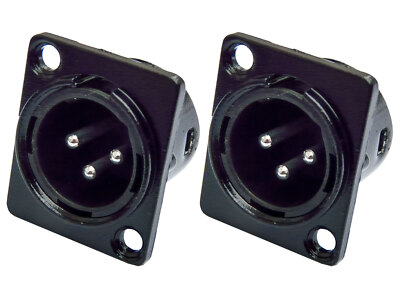 2er Set XLR Einbaubuchse Einbaukupplung Buchse 3-polig, D-Typ, male / schwarz